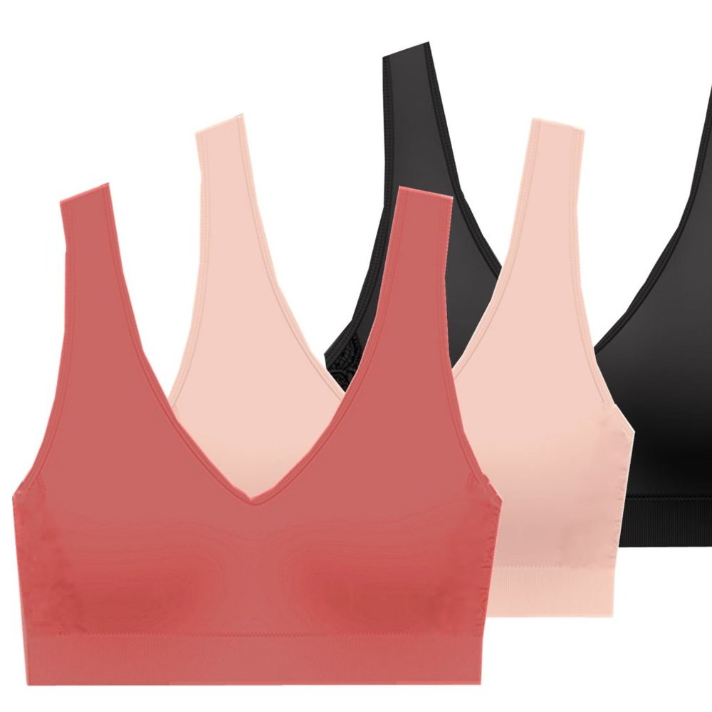 Delta Burke Seamless Padded Comfort Bra w/Removable Pads-3-Pack - 1X - Fits 36C/